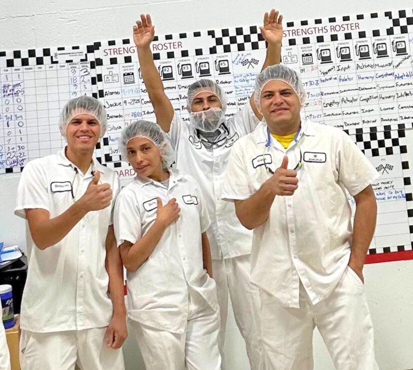 Sanitation team with thumbs up